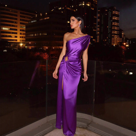 Damen Abendkleid mit Träger und Schlitz Saum Eveloria - Eveloria