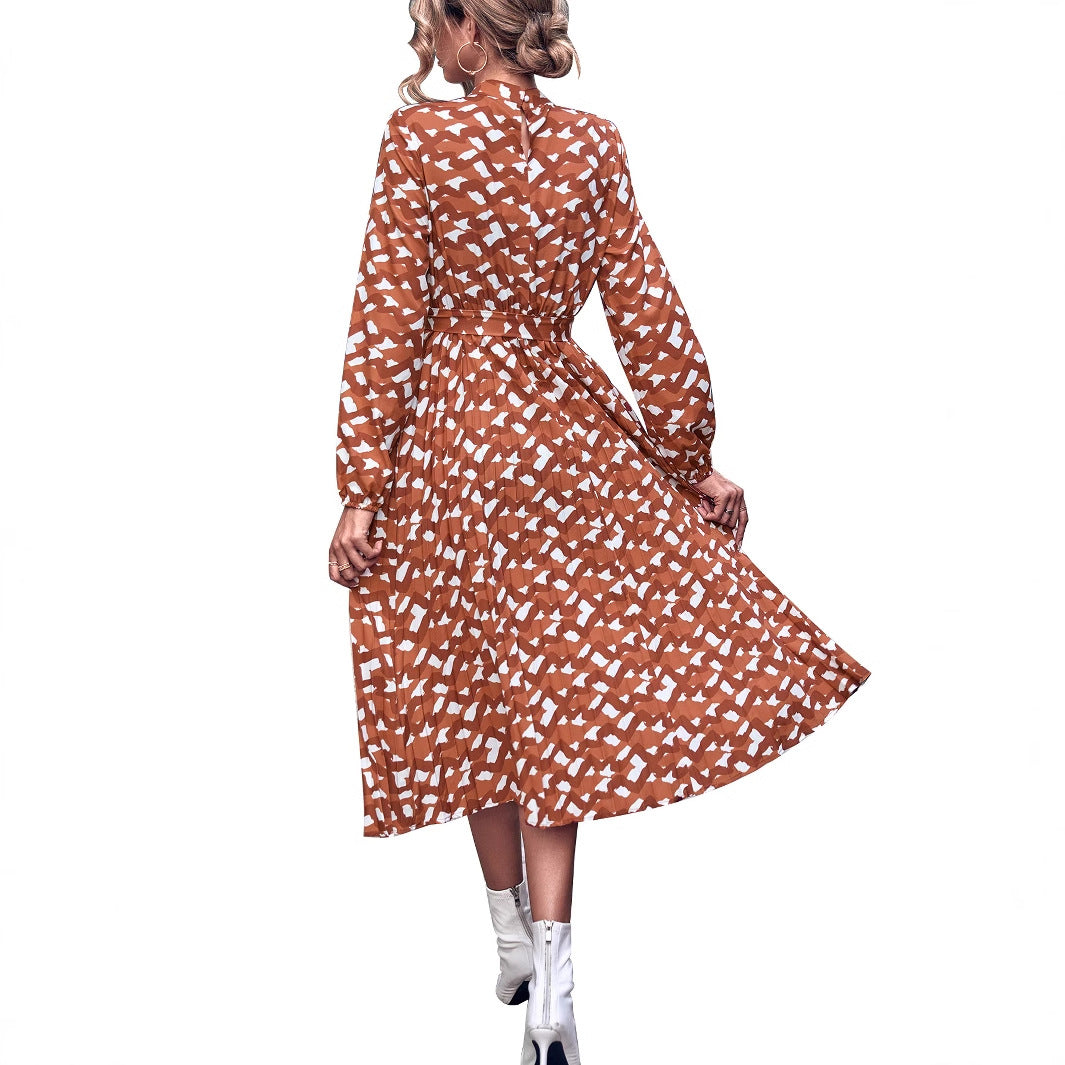 Damen Midikleid Rüschendetails Muster Eveloria