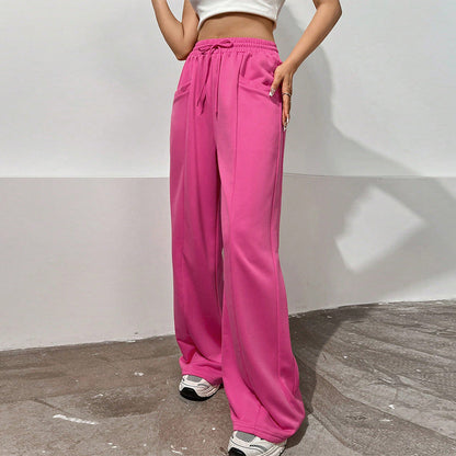 Damen Sporthose Weit Elastischer Bund Bequeme Seitentaschen