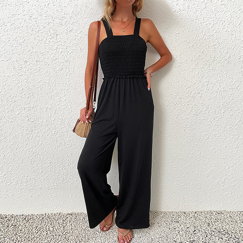 Damen Jumpsuit Elastisch Weit Bein Eveloria