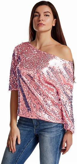 Damen Glitzernde Pailletten Bluse Eveloria