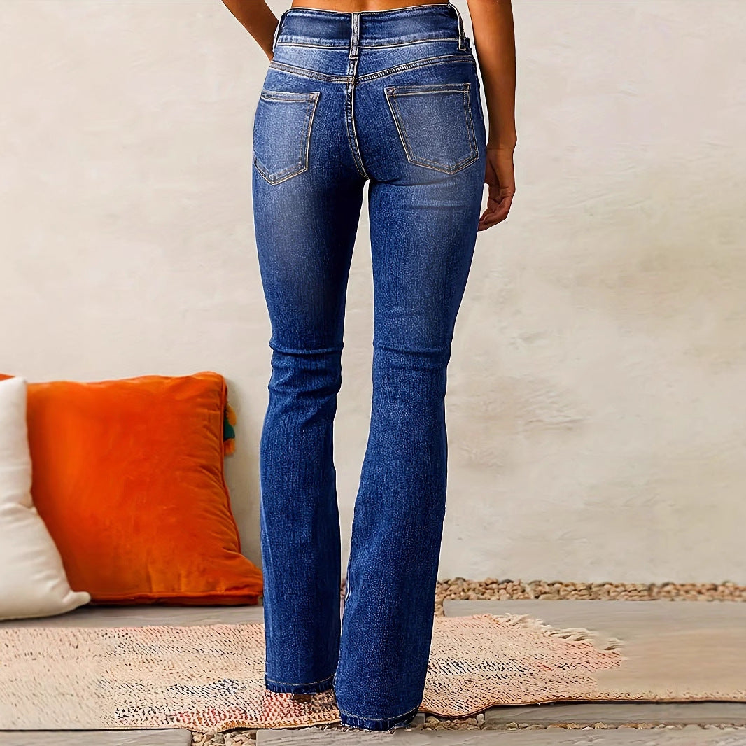 Damen Hochtaillierte Bootcut Jeans Eveloria