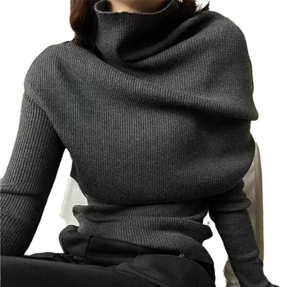 Damen Rollkragenpullover Asymmetrisch Eveloria