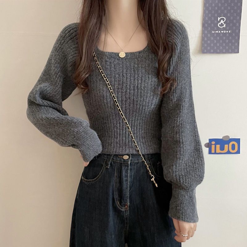 Damen Strickpullover Weit Ärmel Eveloria
