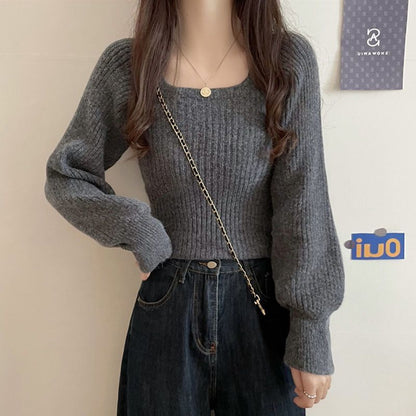 Damen Strickpullover Weit Ärmel Eveloria