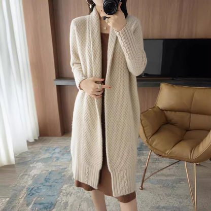 Damen Strickjacke Zopfmuster Offene Front Eveloria