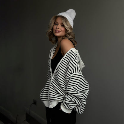 Damen Strickjacke Gestreift Eveloria