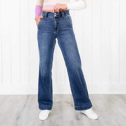Damen High-Waist Jeans Weite Bein Eveloria