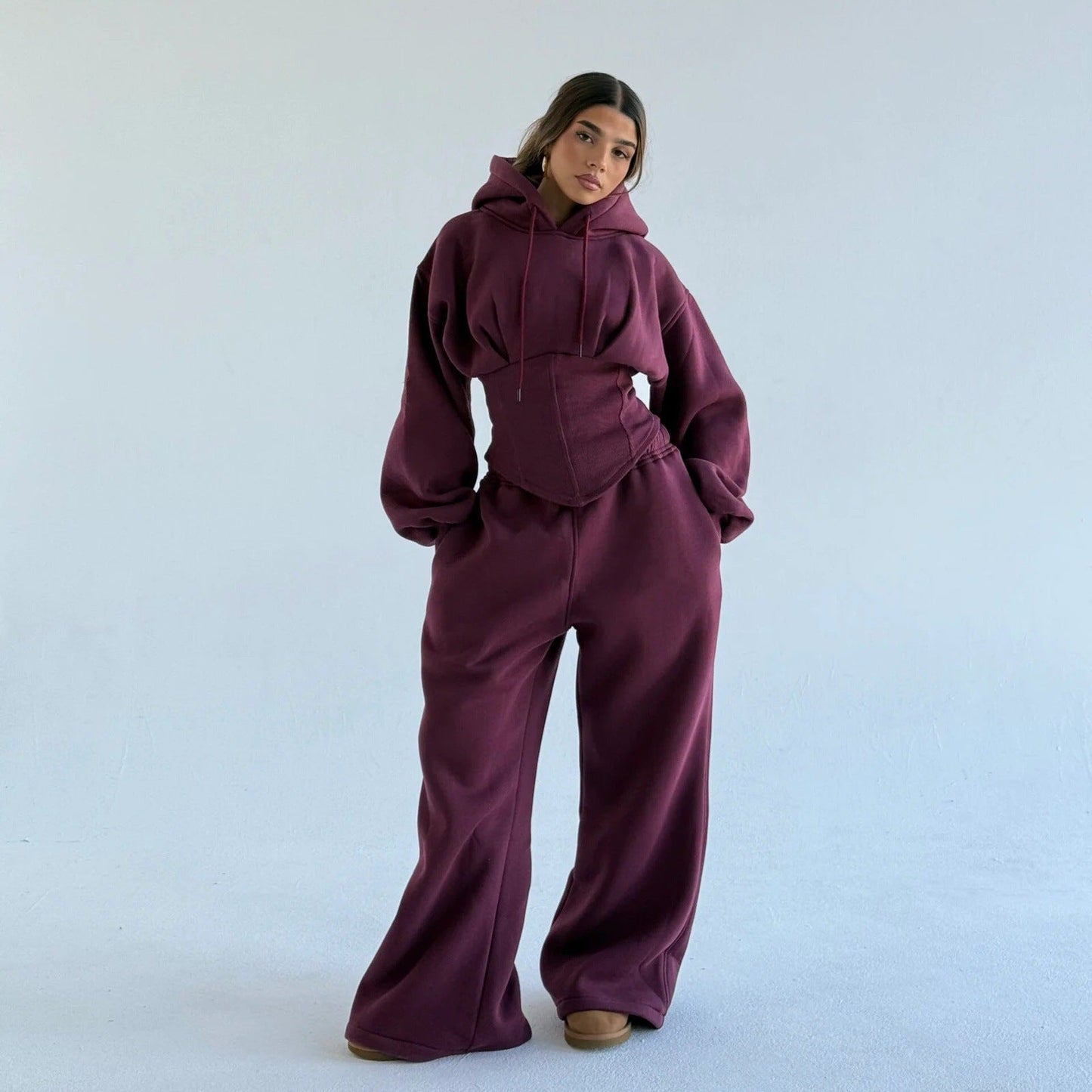 Damen Oversized Hoodie Lässig Weite Bund Grau Eveloria