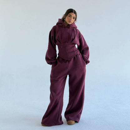 Damen Oversized Hoodie Lässig Weite Bund Grau Eveloria