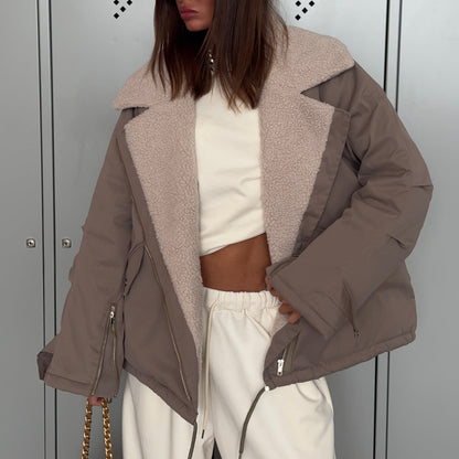 Damen Oversized Jacke Teddyfutter Eveloria