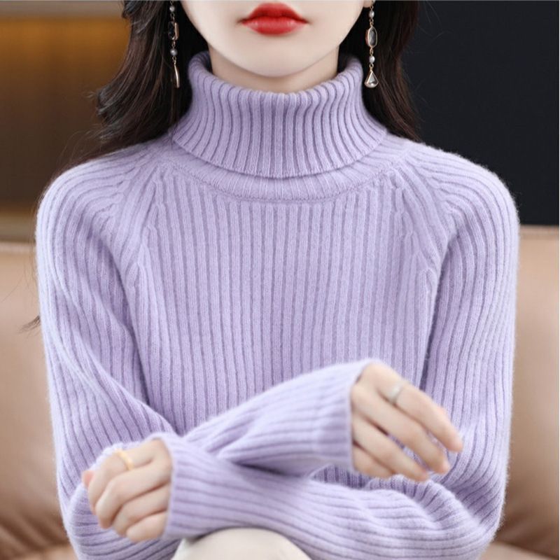 Damen Rollkragenpullover Rippstruktur Kuschelfleece Eveloria