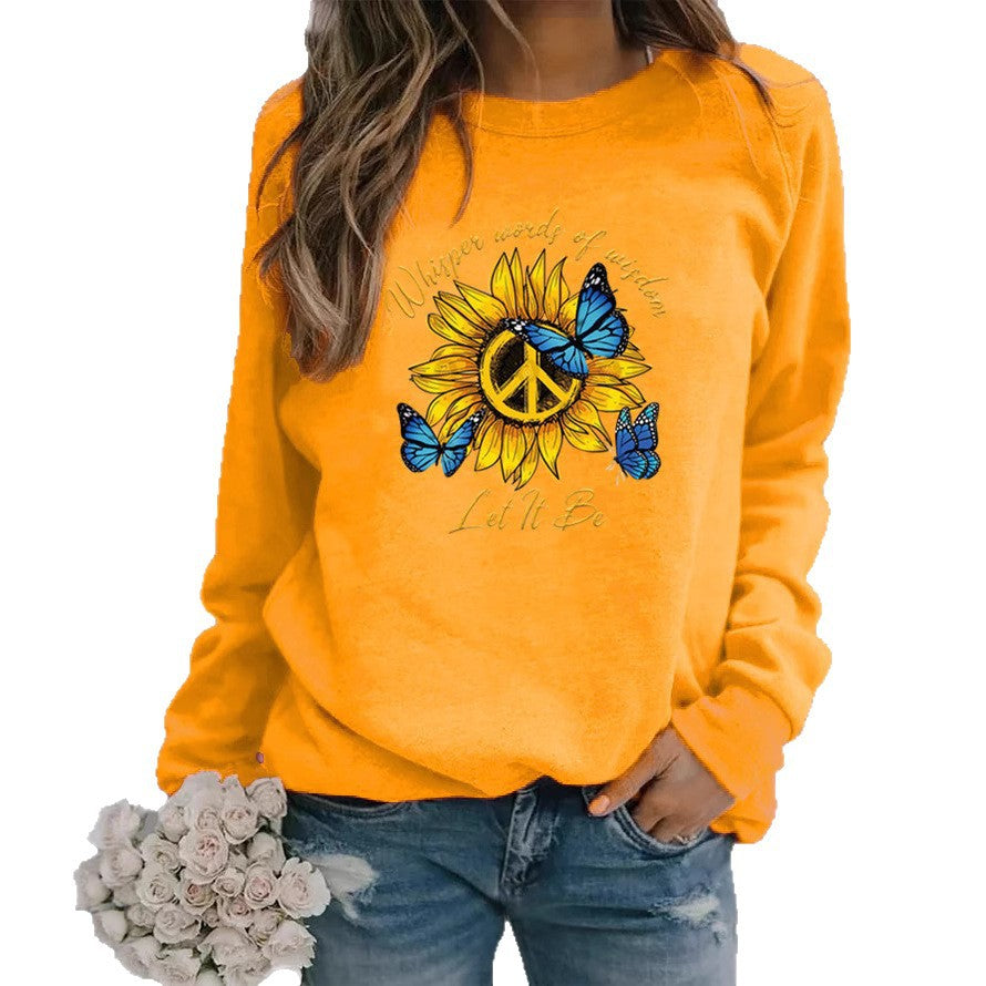 Damen Sweatshirt Sonnenblumen Schmetterling Design Eveloria