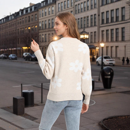 Damen Pullover Florales Design Lässiger Schnitt