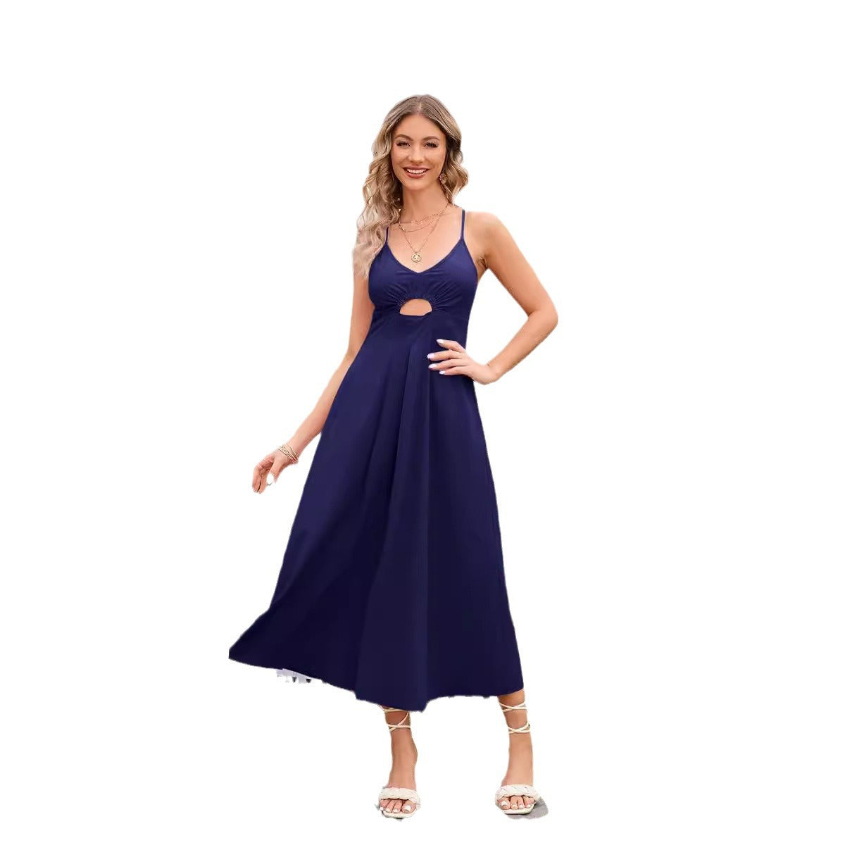 Damen Maxikleid Cut-Out Fließend Eveloria