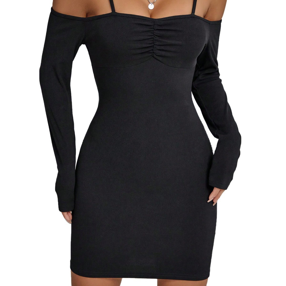 Damen Minikleid Off-Shoulder Rüschendetail Elegant