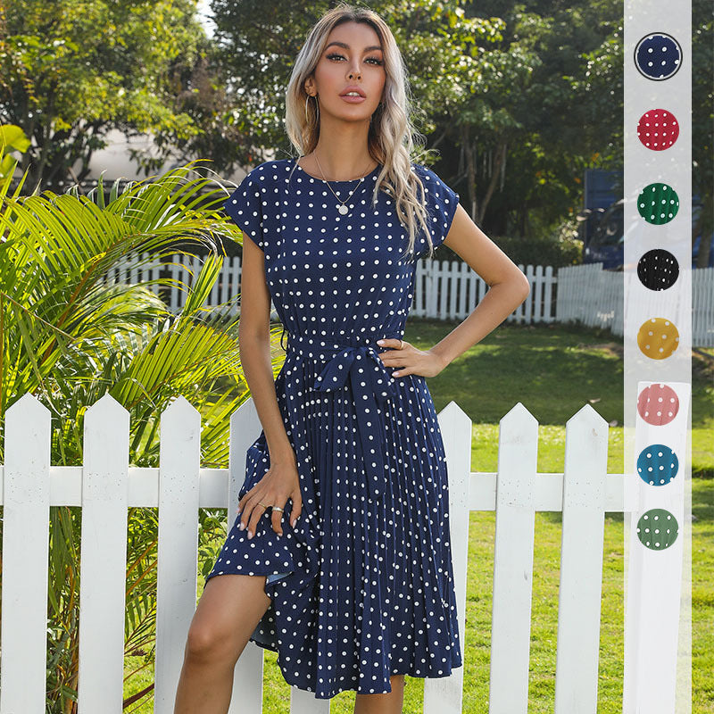 Damen Sommerkleid Rüschendetails Taillengürtel Eveloria - Eveloria