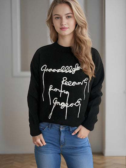 Damen Oversized-Pullover Eveloria mit Schriftzug
