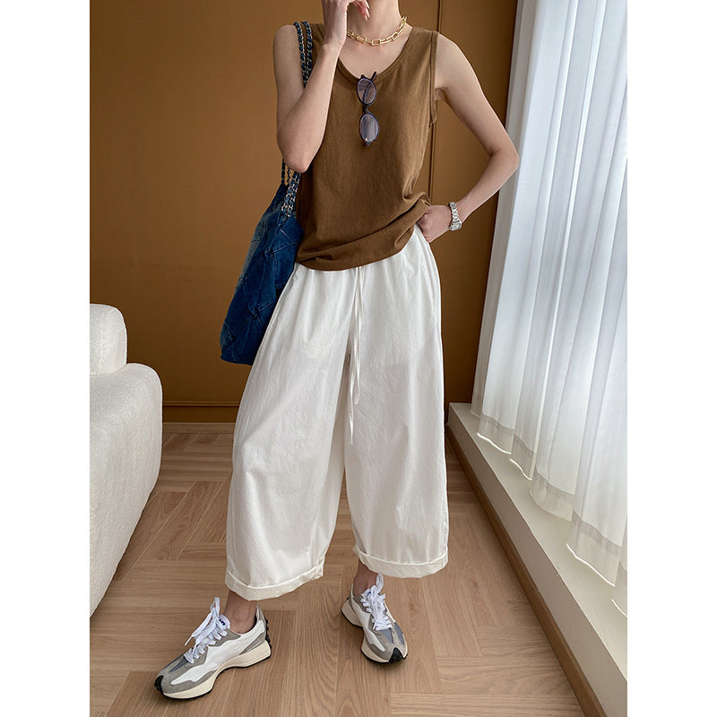 Damen Ärmelloses Oberteil V-Ausschnitt Leichtes Culottes Set