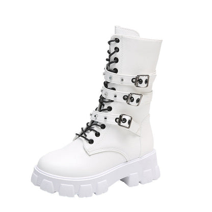 Damen High- Schnürstiefel Verstellbarer Riemen Griffige Sohle Eveloria