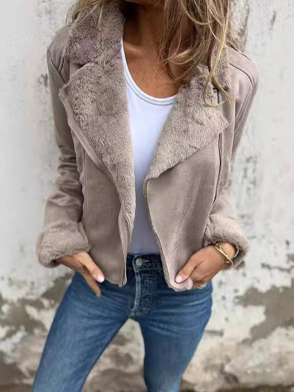 Damen Bikerjacke Fleecegefüttert Revers Eveloria