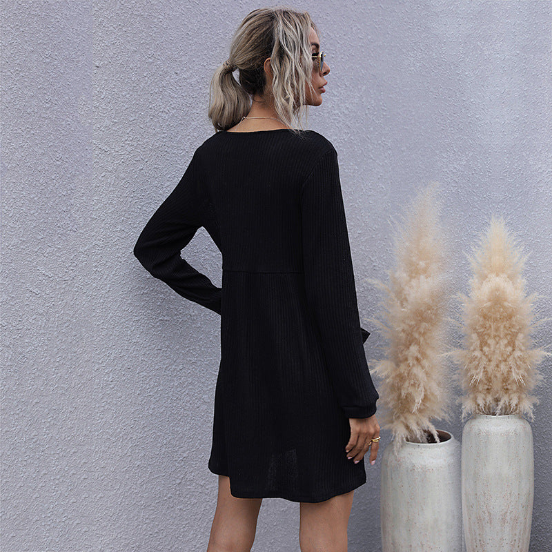 Damen Strickkleid mit Knöpfen und Taschen Eveloria
