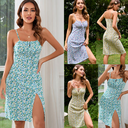 Damen Blumenkleid Verstellbare Träger Eveloria - Eveloria
