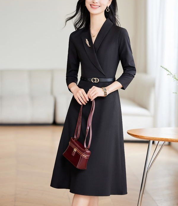 Damen Wickelkleid mit Reverskragen und Taillengürtel Eveloria