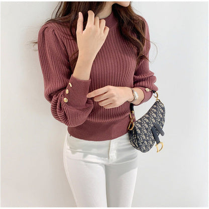 Damen Strickpullover mit Knöpfen Eveloria