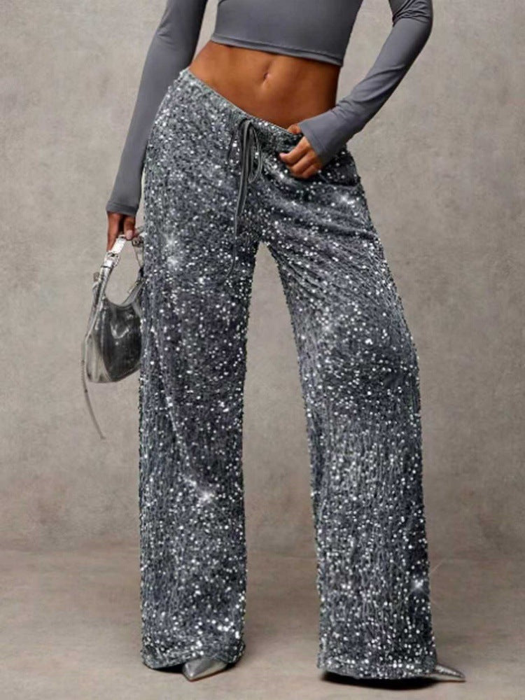 Damen Palazzohose Paillettenbesatz Eveloria