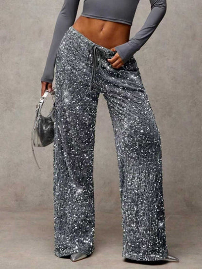 Damen Palazzohose Paillettenbesatz Eveloria