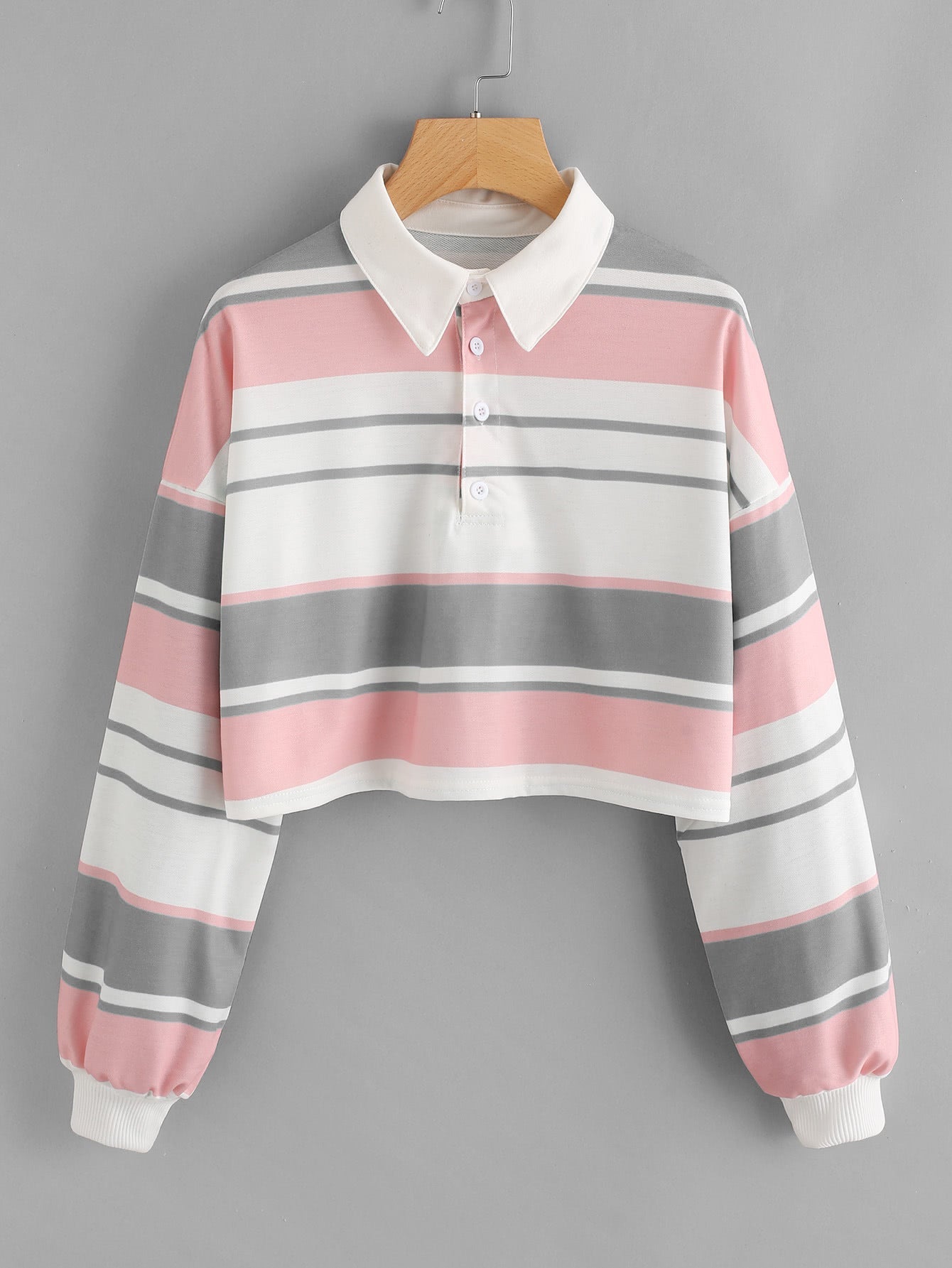 Damen Polo-Shirt Crop-Design Farbblockmuster Eveloria