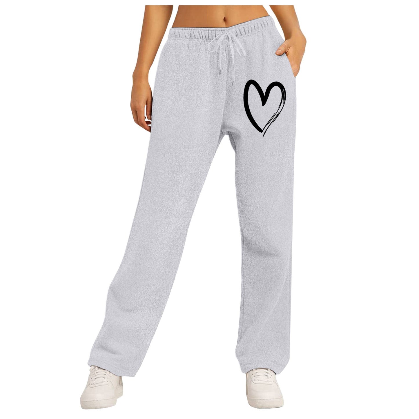 Damen Freizeithose Elastischer Bund Herzmotiv Eveloria