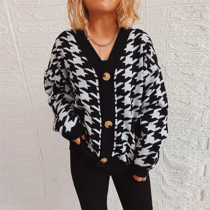 Damen Strickjacke Hundemuster Modern Eveloria