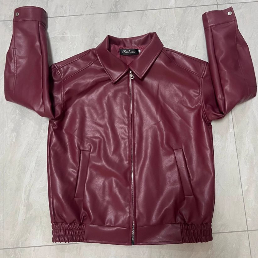 Damen Lederjacke Lässig Großer Kragen Eveloria