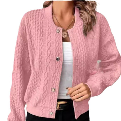 Damen Strickjacke Zopfmuster Elegantes Design Blau Eveloria