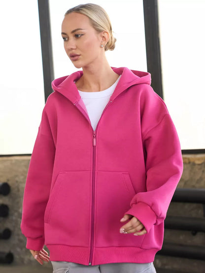 Damen Zip-Hoodie-Jacke Weich Kängurutaschen Eveloria