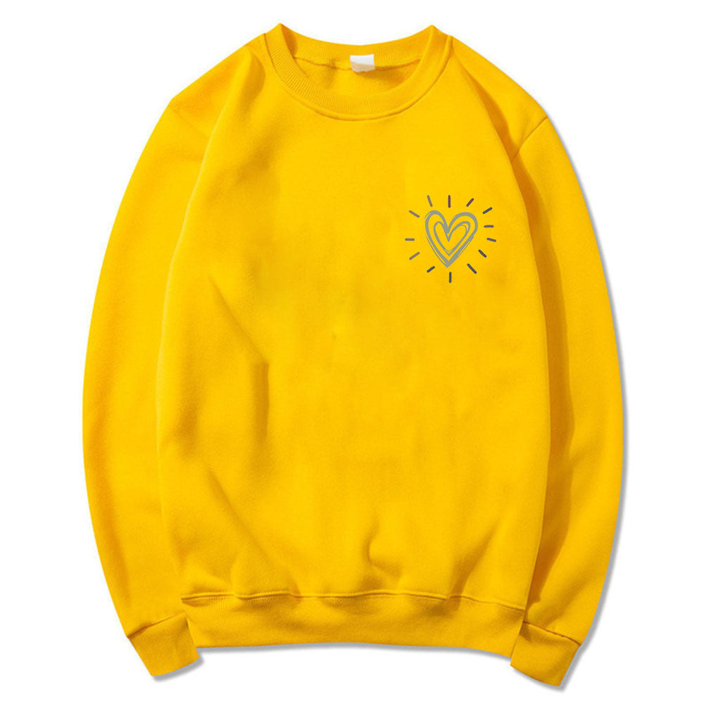 Damen Oversized Sweatshirt mit Herzmotiv Lässig Grau