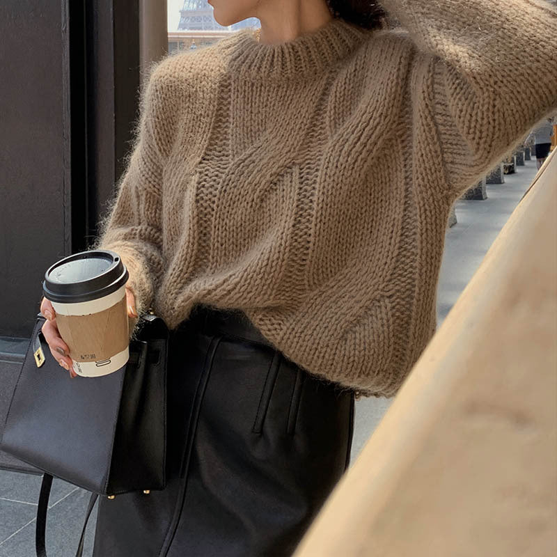 Damen Grobstrickpullover Elegant Lässig
