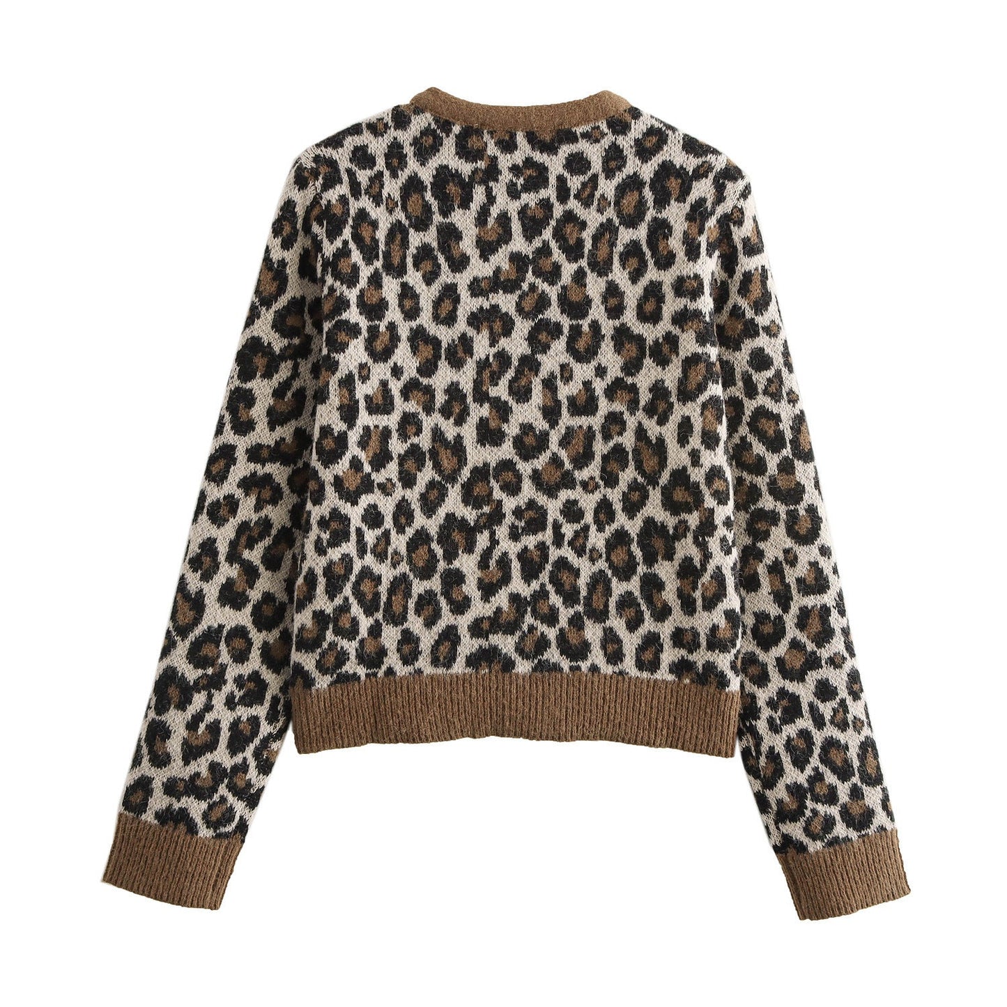 Damen Strickcardigan Animal-Print Kuschelig Mit Taschen