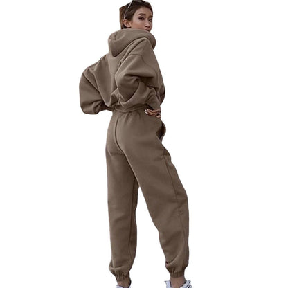 Damen Fleece-Jumpsuit mit Kapuze Elastisch Oversized Eveloria