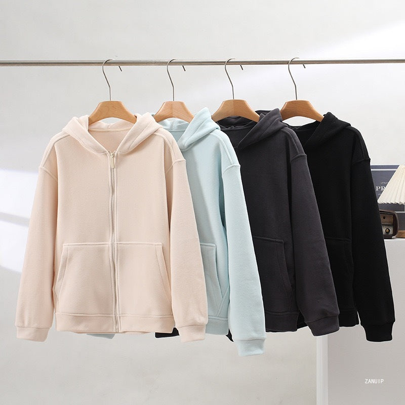 Damen Fleece Hoodie Reißverschluss Kängurutaschen Eveloria