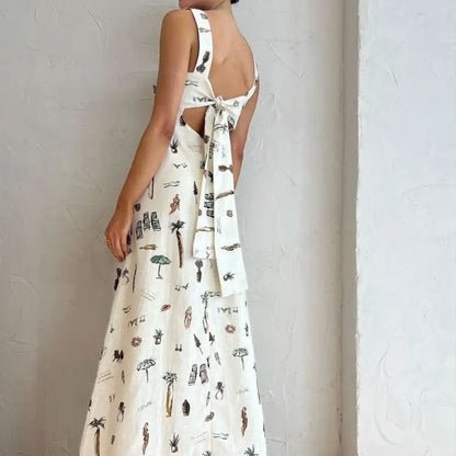 Damen Maxikleid Kreatives Print Praktische Taschen