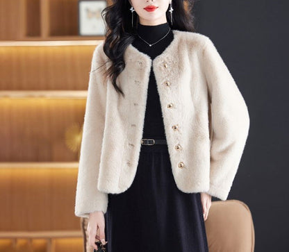 Damen Fleecejacke Kuschelig Knopfdesign Eveloria