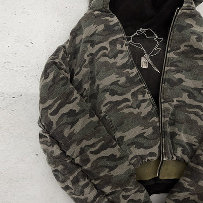 Damen Camouflage Bomberjacke Doppelmaterial