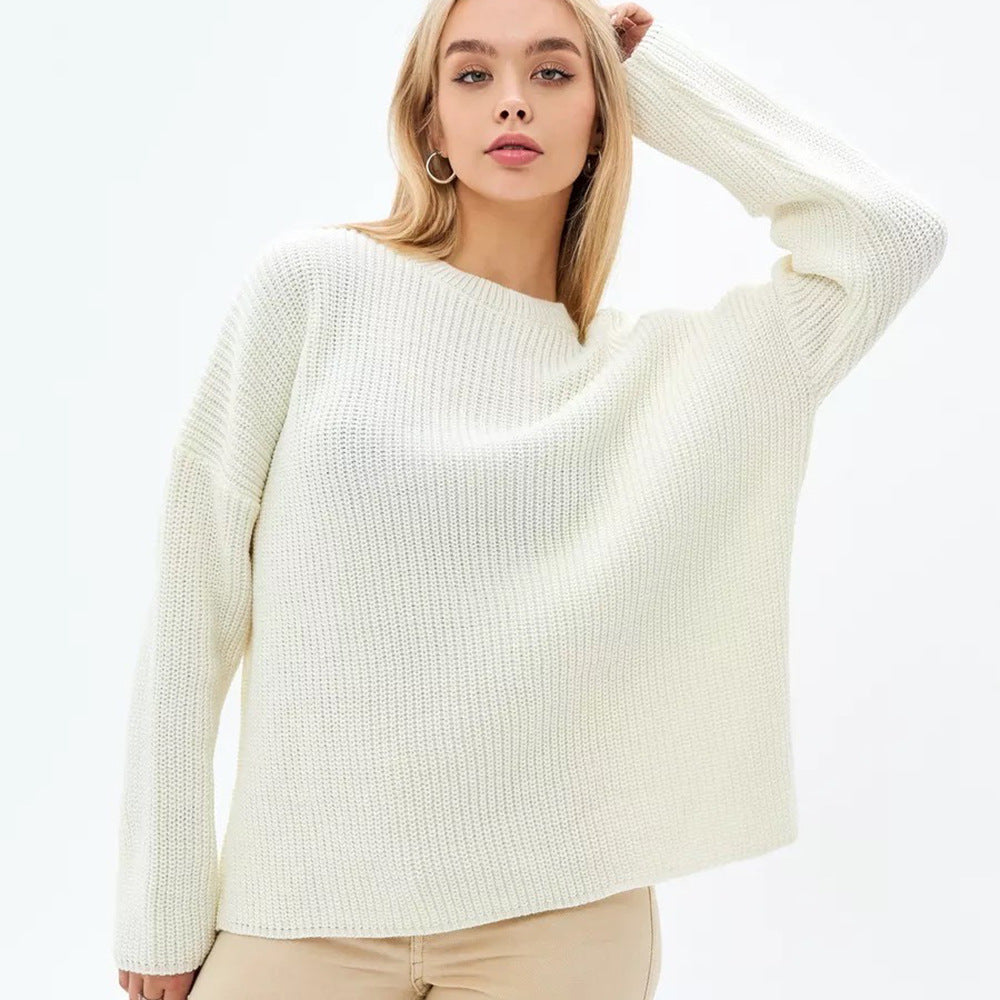 Damen Grobstrickpullover Lockerer Pullover Strukturiertes Design