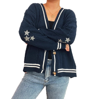 Damen Strickjacke mit Sternen Detail Beige