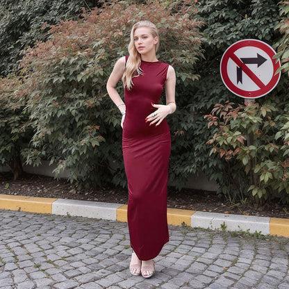 Damen Maxikleid Figurbetonter Schnitt Hochschlitz