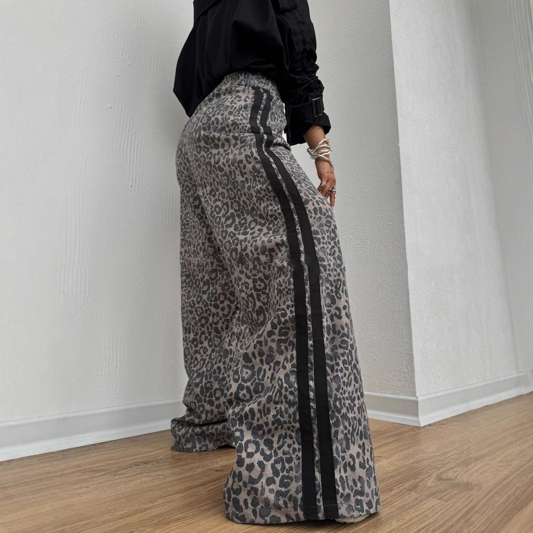 Damen Maxihose Leopardenmuster Elegantes Design