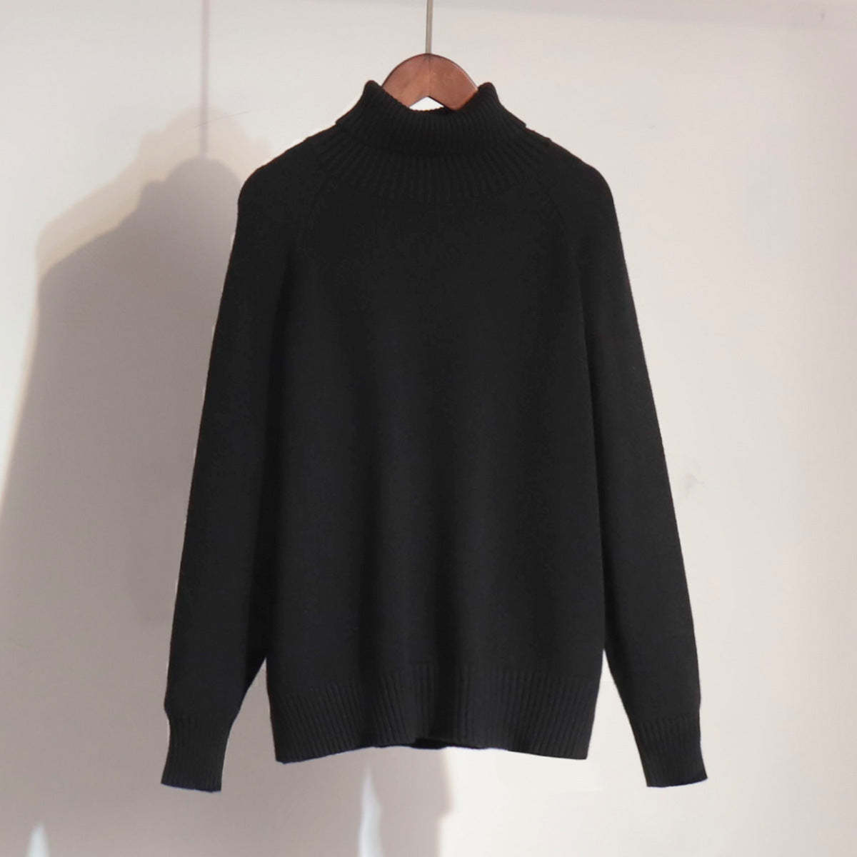 Damen Strickpullover Hochkragen Lässig
